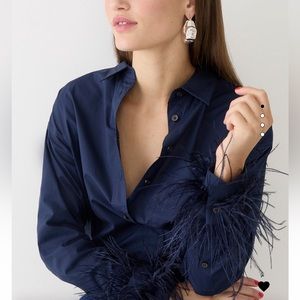 Jcrew Feather Trim Button Up shirt